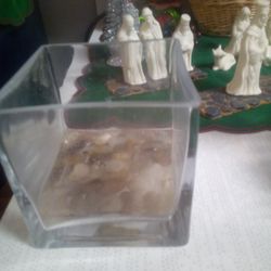 Pier One Thick Glass Jar & Holiday Wire Baskete