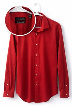 Van Heusen Red Slim Fit Dress Shirt Men’s Medium Wrinkle Free Stretch
