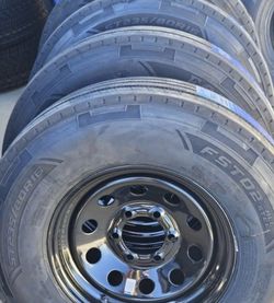 4 New ST 235-80-16 Load G 14ply 110psi Trailer Tires 6 Lug 6x5.5 Steel Black Wheels FREE Delivery Inland Empire or PickUp Moreno Valley Menifee
