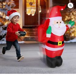 4ft Remote Control Christmas Inflatables Santa Claus RC Car,RC Christmas Blow ups Toys Indoor Outdoor Decoration with Light and Sounds,Gift 