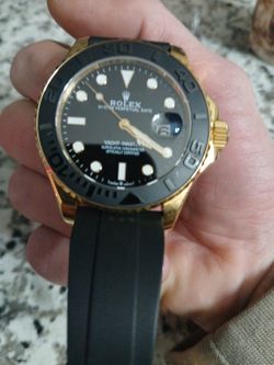 Rolex Yacht-Master 42 Black Dial Yellow Gold on Oysterflex