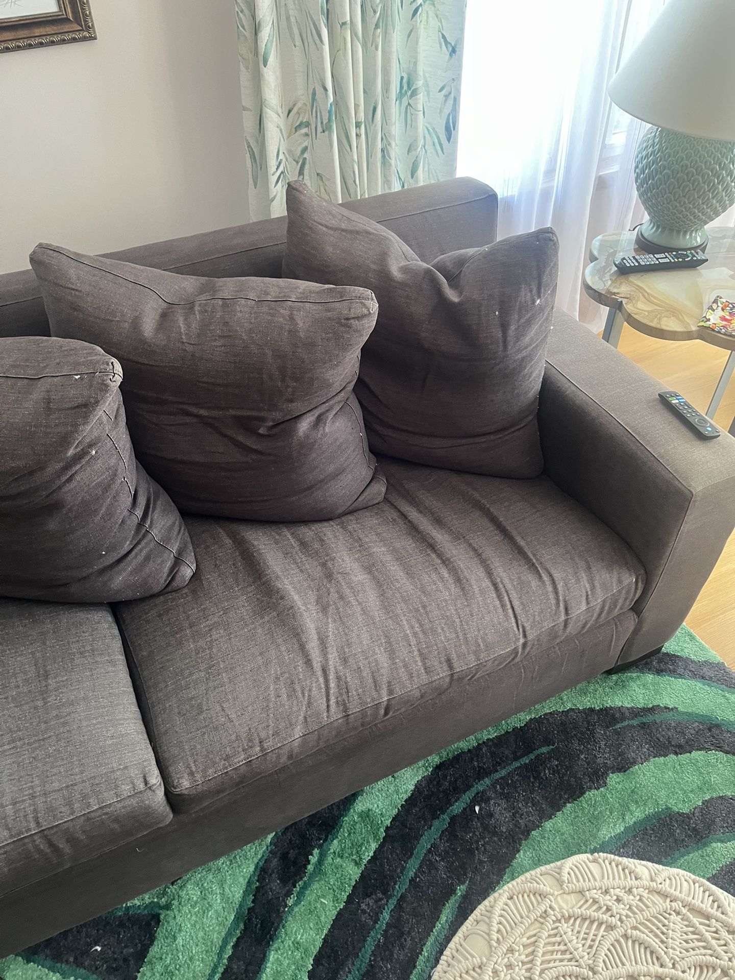 Design Within Reach Muse Sofa Couch in Charcoal Grey 100% Linen - $1,500