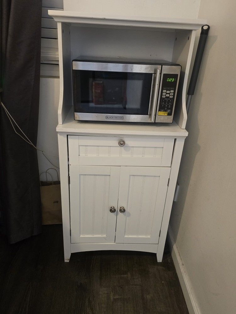 Microwave And Microwave Cabinet
