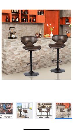 New Set of 2 Brown 33-in H Tall Upholstered Swivel Bar Stool.  (NUEVAS).              FIRM.   NO TRADES.                ( EAST PALMDALE)