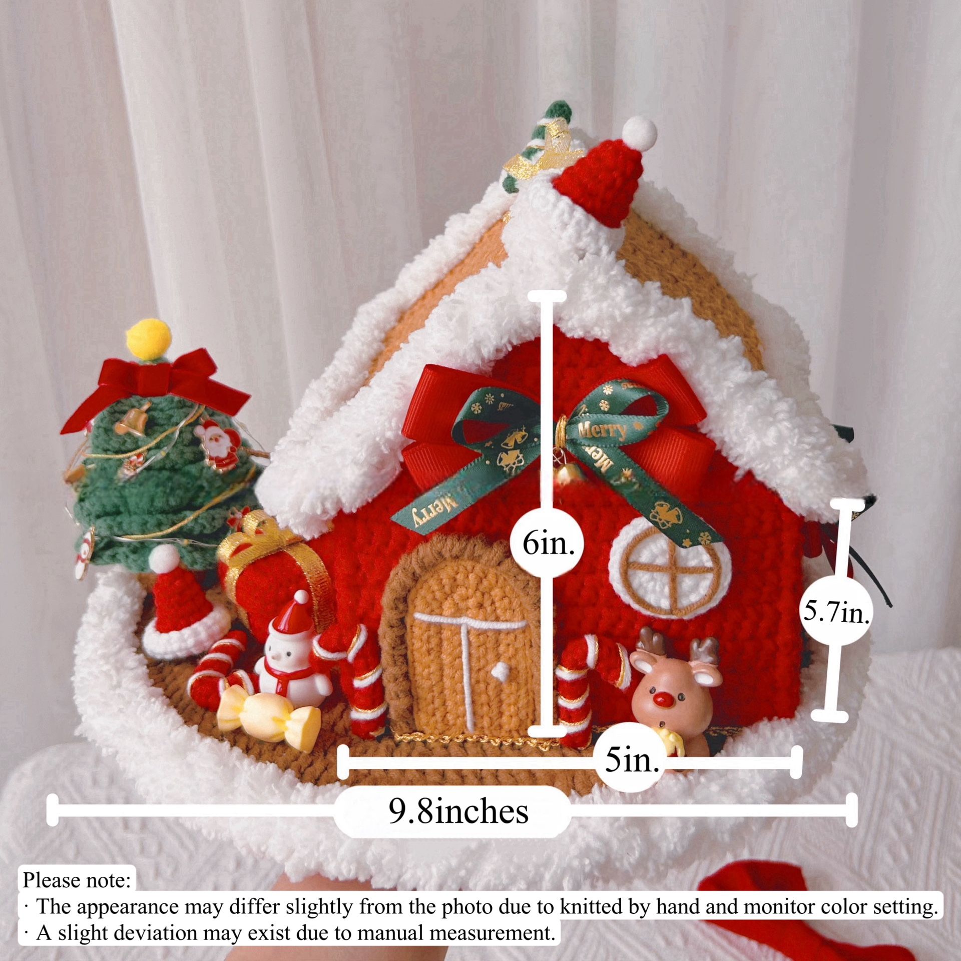 【Custom】Crochet 3D Christmas Gingerbread House with Light