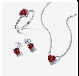 pandora red heart set