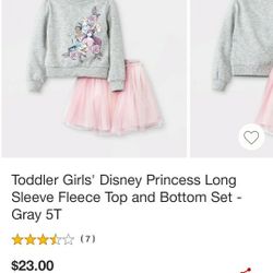 Disney Princess Long Sleeve Fleece Top And Skirt