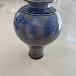 Crystalline Pottery Blue Floral Vase