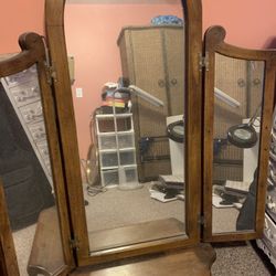 Hanging 3 way antique mirror