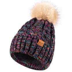 Brand New Winter Hats for Women with Pom Pom, Womens Beanie Fleece Lined for Cold Weather, Multicolor Ski Skull Cap