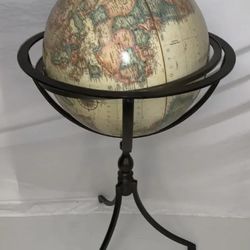 Replogle 16" World Classic Series Globe with antique finish On Full-Swing Meridian Iron Base