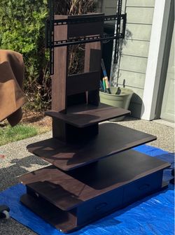 Dark wood multi tier TV stand