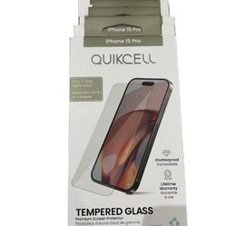 Set Of 5 Quikcell Tempered Glass Screen Protector for iPhone 15 Pro – Shatterproof, New