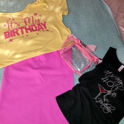 Barbie Pink Birthday Outfit (4pcs)🩷💛 Shirt  Skirt