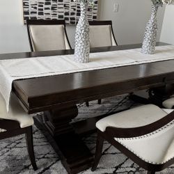 8 Chair Dark Wood Dining table with extension too