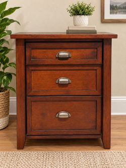 Vintage Solid Wood Mission/Craftsman 3-Drawer Nightstand