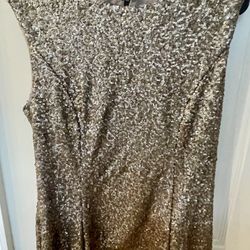 Glitter Glam Sequined Gold Sleeveless Tunic Top with Back Zipper (size 4)