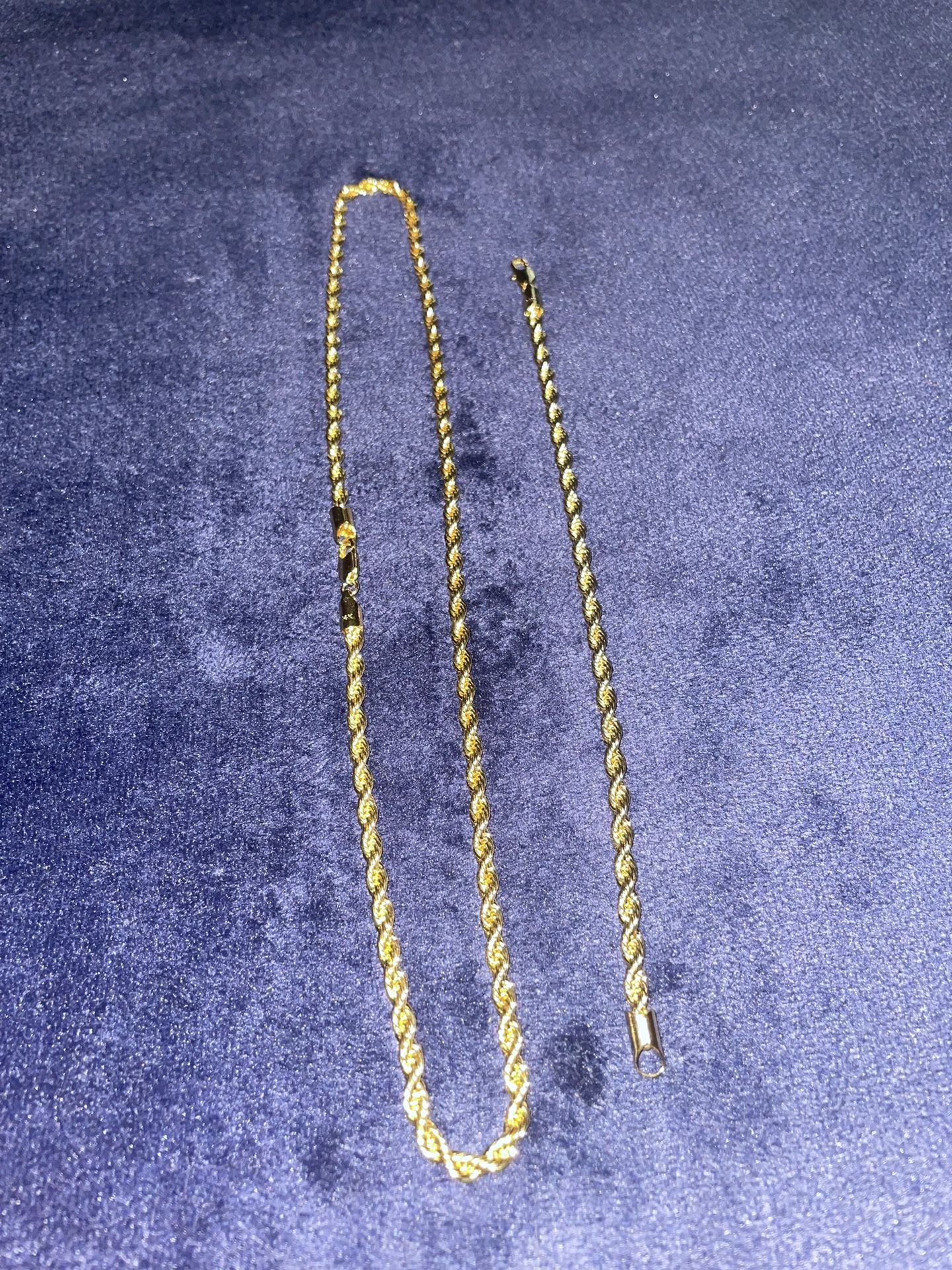 14k gold rope chain & rope bracelet set
