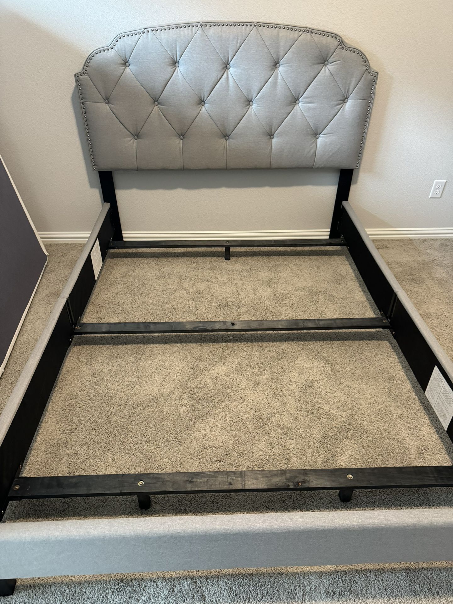 Queen Fabric Bed With nailheads (no mattress Or Box Spring)