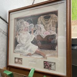 Large Doll Vintage Print Framed