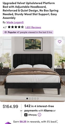 Free Black Suede Bed Frame - Full Size
