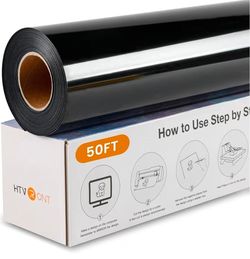 Black Iron on Vinyl - 12” x 50ft Black HTV Heat Transfer Vinyl for t Shirts, Black HTV Vinyl Roll for All Cutting Machine -Easy to Cut & Weed for Heat