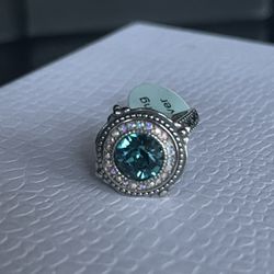 Sterling Silver Blue Swarovski Crystal Size 7 Ring 