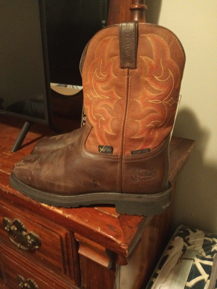 New Justin Boots,... Steel Toe