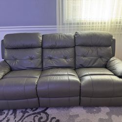 Lambert reclining Leather Sofa / Loveseat/ Chair Living room Set - Grey