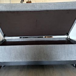 Grey Ottoman With Wheels And Storage
