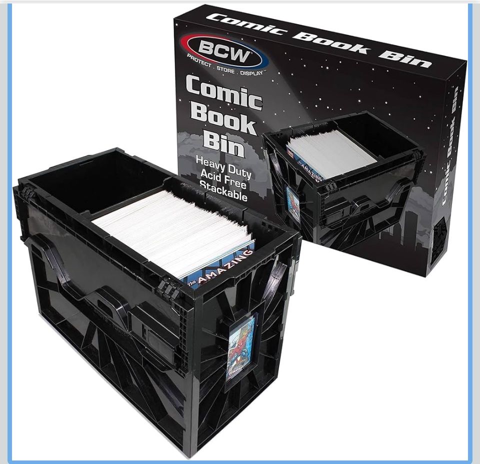 3-BCW Comic Bin, Black - Holds 150 Comics, Acid Free Storage and Organizer, Heavy Duty Plastic.