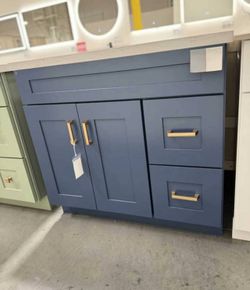 36-inch Dark Blue Vanity With Countertop