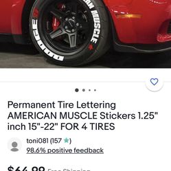 Tire Performance Stickers - American Muscle White Letters