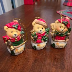 Set Of 3 Bear Ornaments 