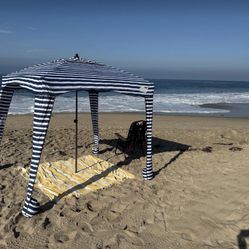 Beach Cabana - Easy to Set Up Canopy, Waterproof, Portable 6' x 6' Beach Shelter, Included Side Wall, Shade with UPF 50+ UV Protection