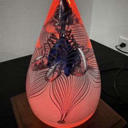 Large Vintage Signed Adam Jablonski Lead Crystal Paperweight Poland lights up under the light sculpture  Approx 8” H x 5” W Over 5 pounds in weight  A