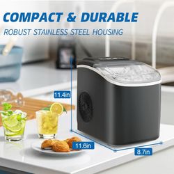 K479 $55  Ice Maker Countertop, 26lbs in 24Hrs, 9 Ice Cubes Ready in 6 Mins with 2 Sizes of Bullet Ice, Auto-Cleaning Portable Ice Maker with Scoop & 