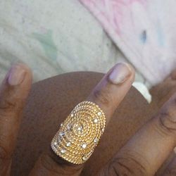 Gold Rhinestone Spiral Ring