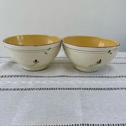 (2) Vietri Lastra Fiori di Bosco 6” Cereal Bowls Italian Potteey