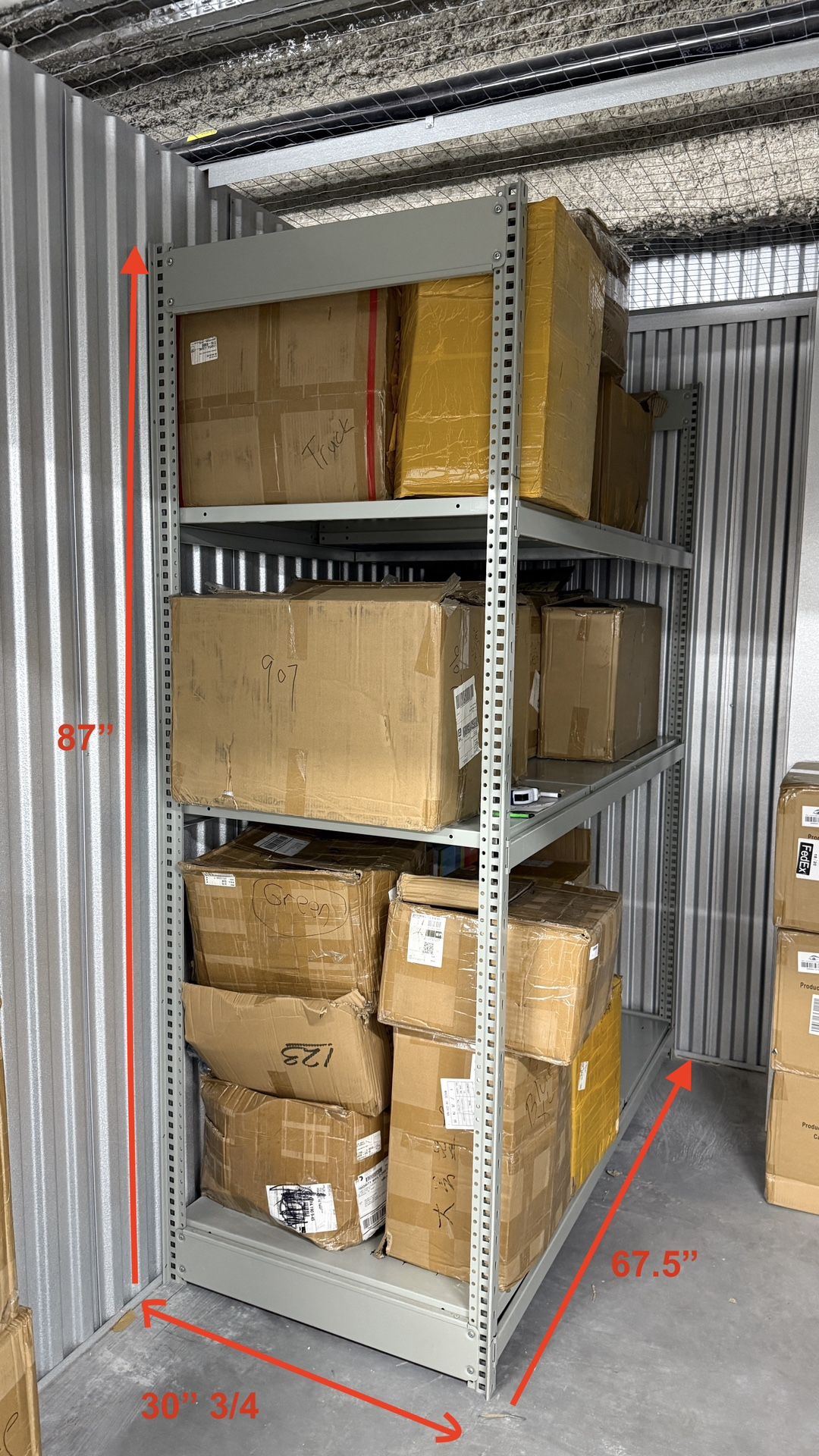 Rousseau Metal Shelves 30”x67”x87” USED