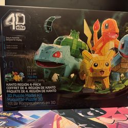 4D Build Pokemon Puzzle  Model Kit! Kanto Region 4-pack In 1 Box NEW