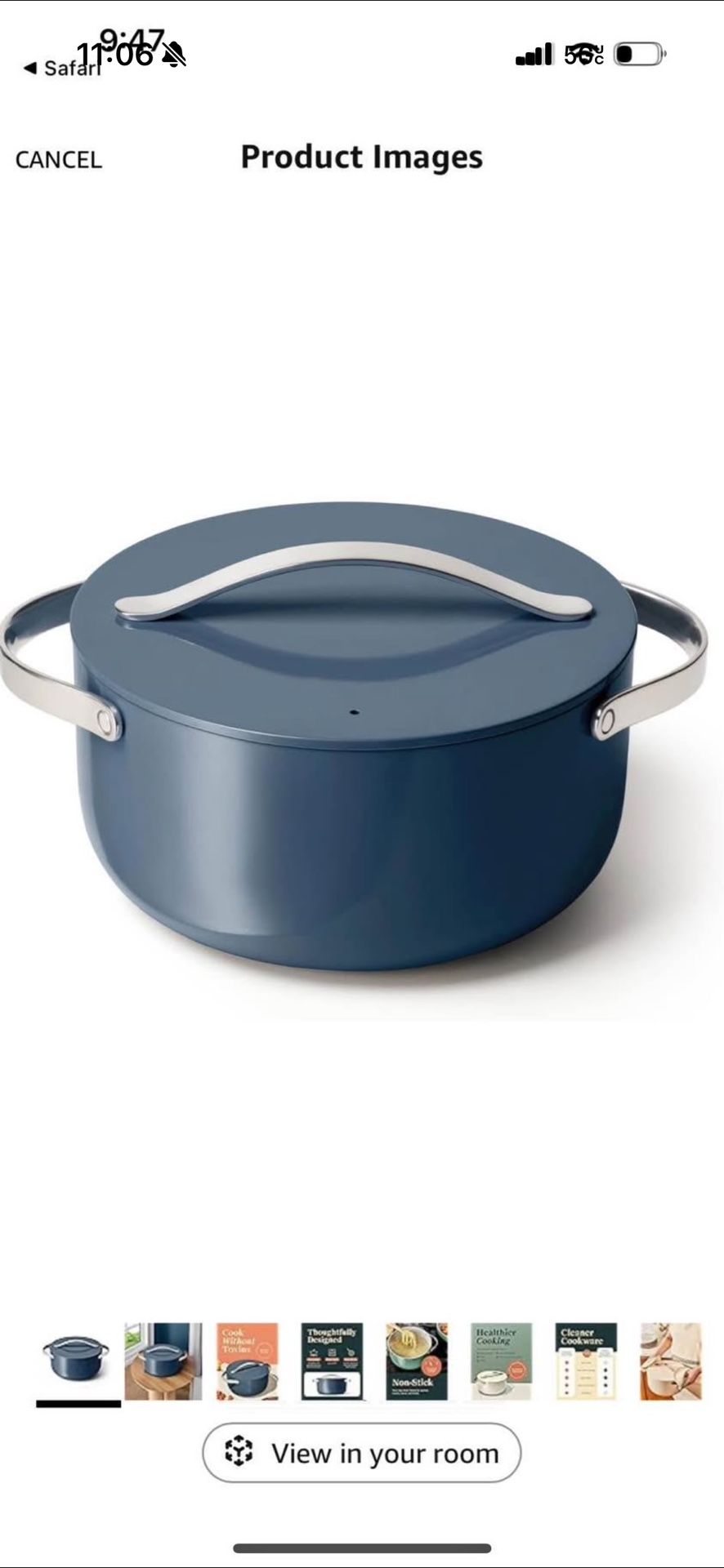 Caraway Nonstick Ceramic Dutch Oven Pot with Lid (6.5 qt, 10.5") - Non, PTFE & PFOA Free - Ove