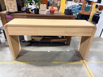 63" Console Table with 3 Drawers Natural