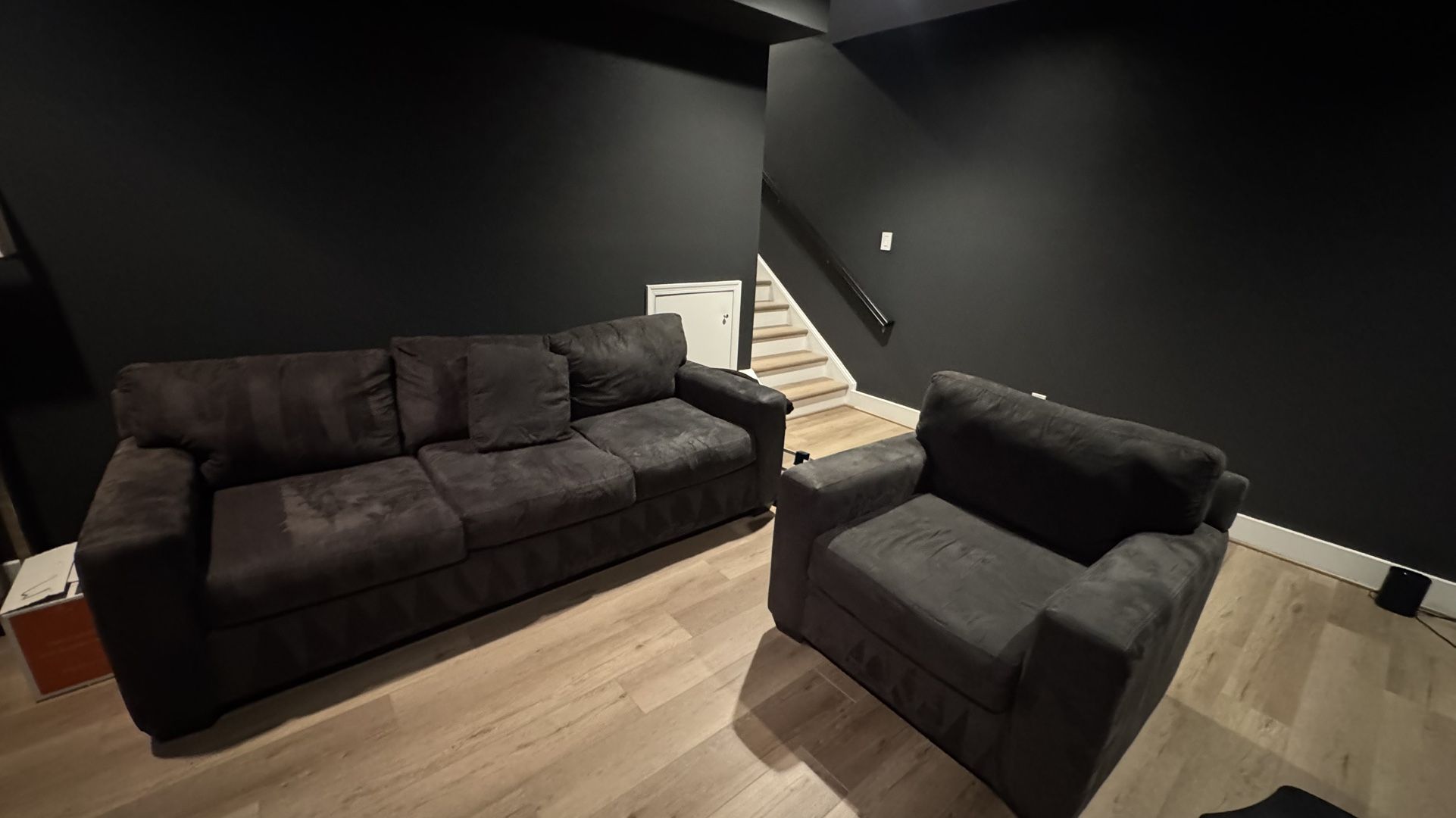 FS: Charcoal Sofa Armchair Set $300 Pet & Smoke Free Home