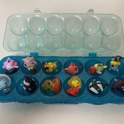 Lot Of 12 Hatchimals Colleggtibles Mini Figures With Blue Storage Egg Carton (With Rare Figure!)