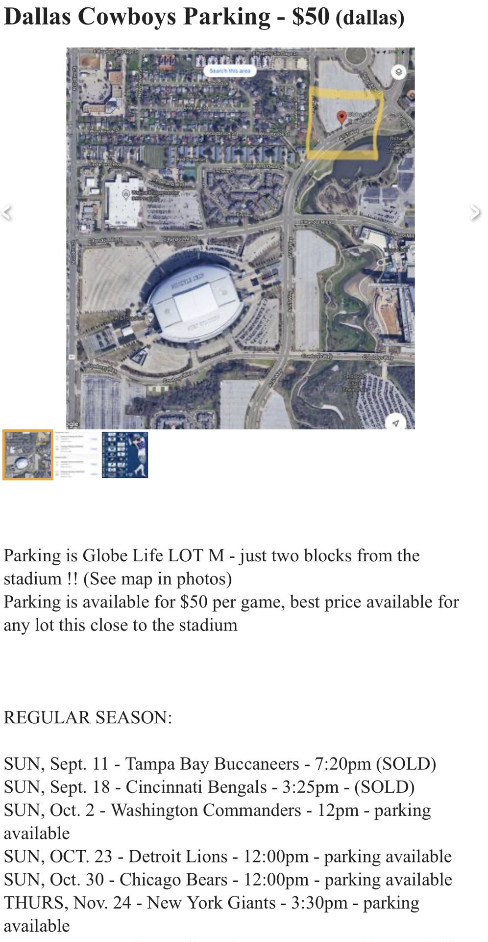 Dallas Cowboys Parking – Globe Life Lot M - 
