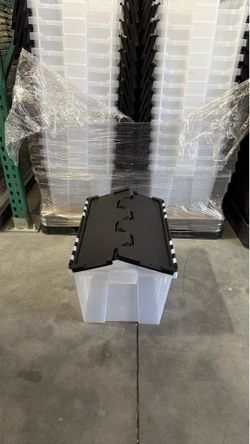 12 GALLON FLIP TOP STORAGE BINS – CLEAR STACKABLE TOTES – $6 EACH