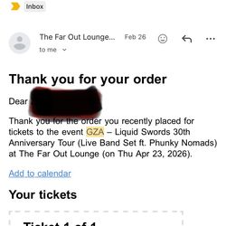 Ticket to GZA tonight