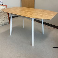 Bamboo and White Drop Leaf Table / Desk