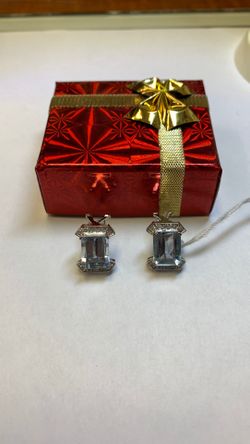 14K white gold cluster earrings